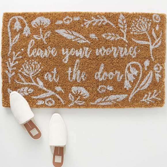 Anthropologie Other - Anthropologie Leave Your Worries Floral Doormat